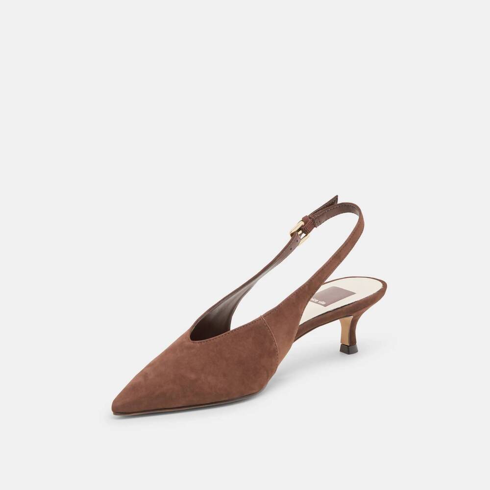 NEW DOLCE VITA women's alenna slingback pointed toe kitten heel in dark brown - Picture 6 of 8